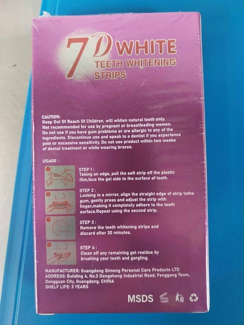Visuel N°2 du produit rappelé : 7D WHITE TEETH WHITENING STRIPS