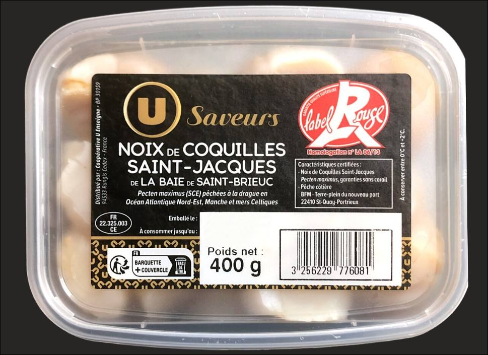 Visuel N°2 du produit rappelé : Noix St Jacques LR USAVEURS 200 g et 400 g pêchées ANE