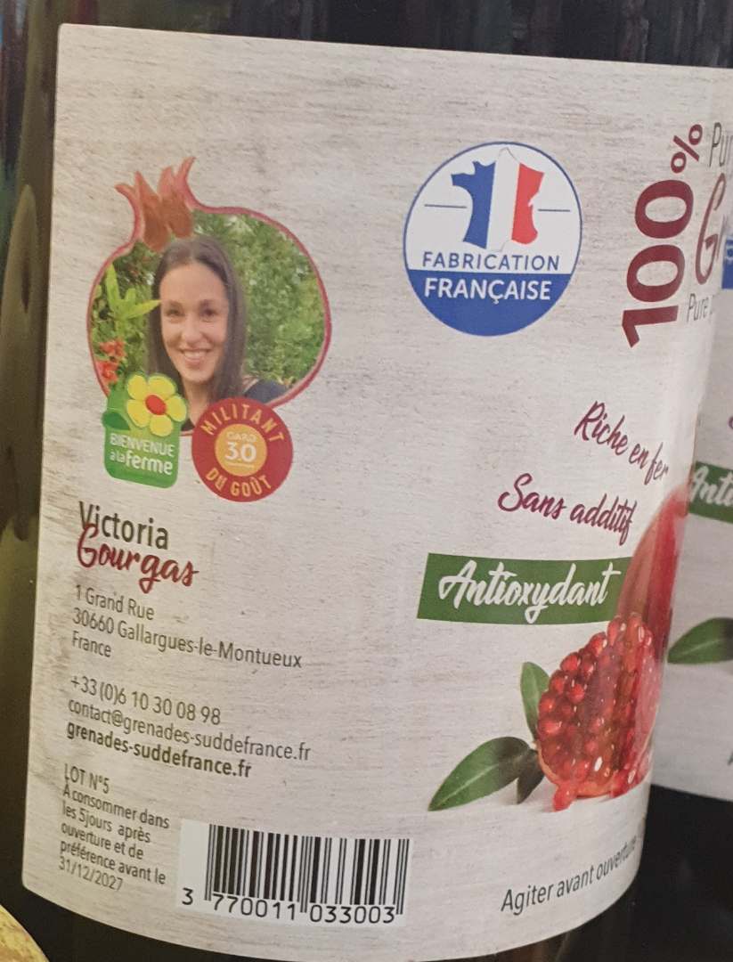 Visuel N°4 du produit rappelé : 100% Pur jus de Grenade