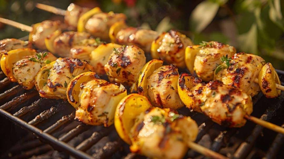 Brochette de poulet mariné thym et citron