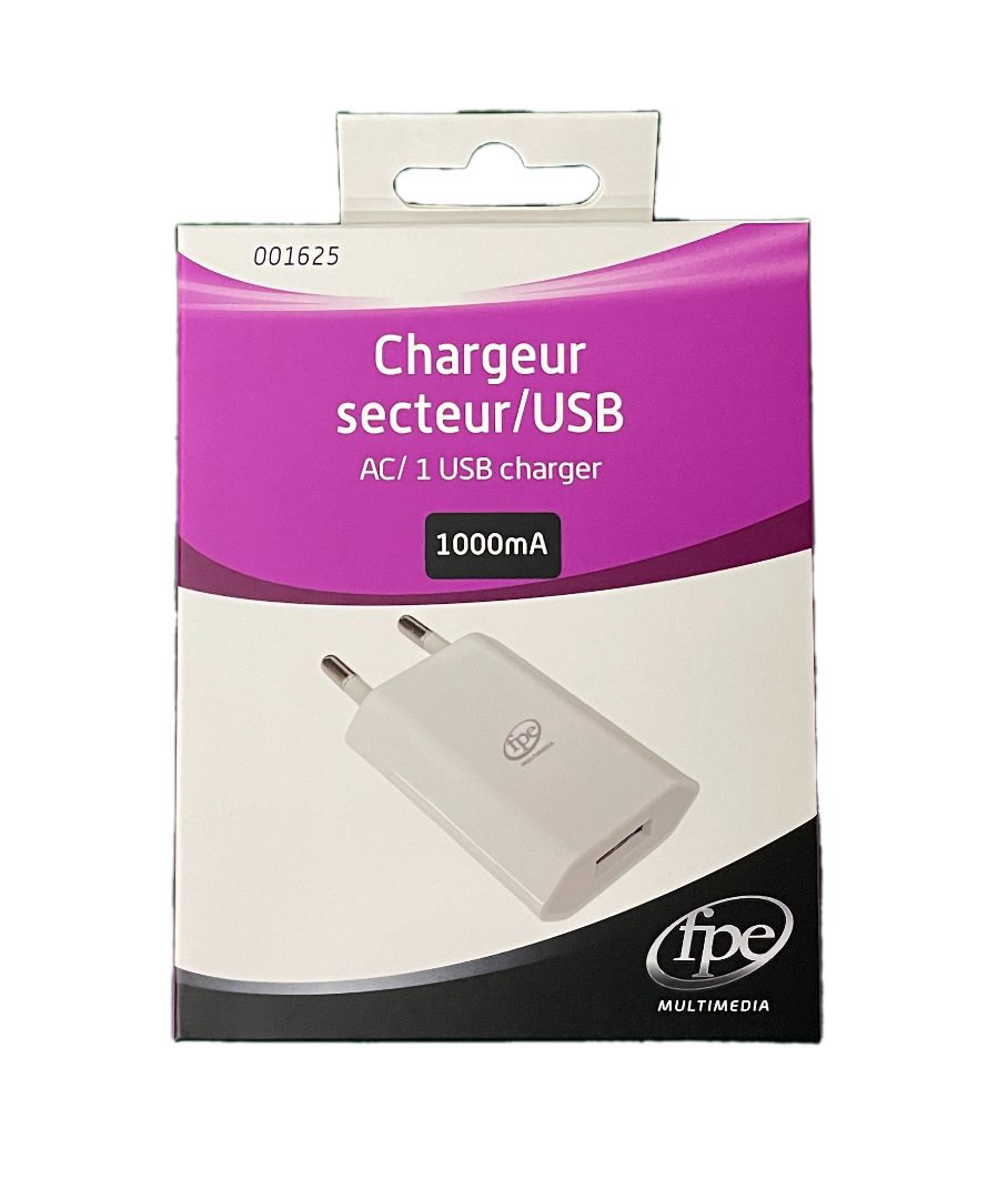 Chargeur mural USB adaptateur de courant 5V1A, Fr