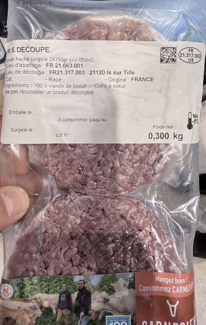 Visuel N°4 du produit rappelé : Steak haché de boeuf cru surgelé