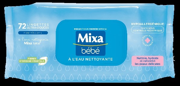 Lingettes à l'eau nettoyante, Mixa Bébé LOT DE 4 (4 x 72)