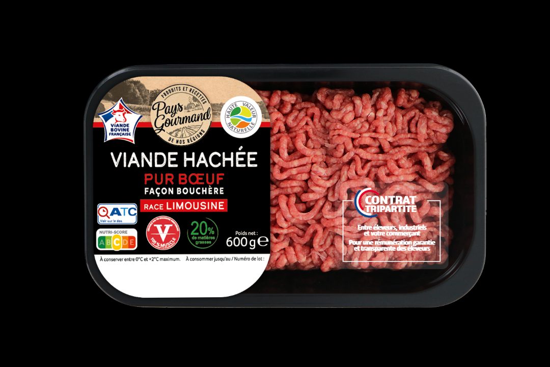Rappel Consommateur - Détail Viande hachée pur bœuf façon bouchère race  Limousine 20% - 600G Pays gourmand