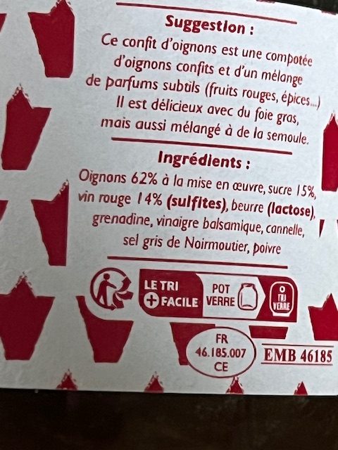 Visuel N°2 du produit rappelé : Confit d'oignons