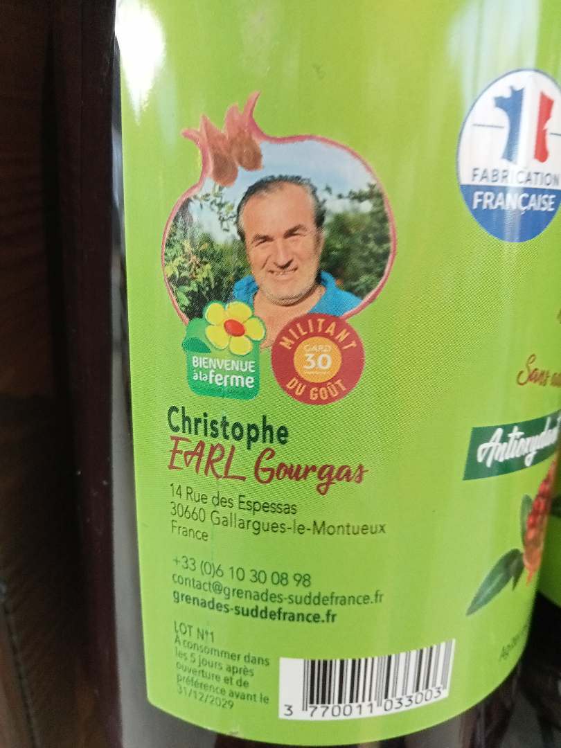 Visuel N°3 du produit rappelé : 100% Pur jus de Grenade