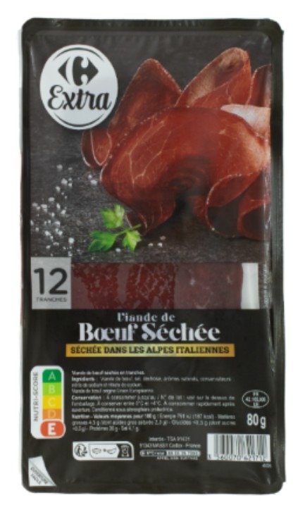 Photographie officielle du produit viande de boeuf sechee dans les alpes italiennes