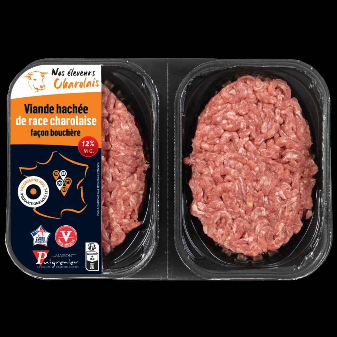 Visuel N°2 du produit rappelé : Viande hachée de race Charolaise façon bouchère 12% MG