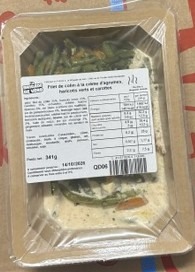 Visuel N°2 du produit rappelé : Plat cuisiné : Escalope de dinde, crème de gingembre au petit épeautre du Ventoux