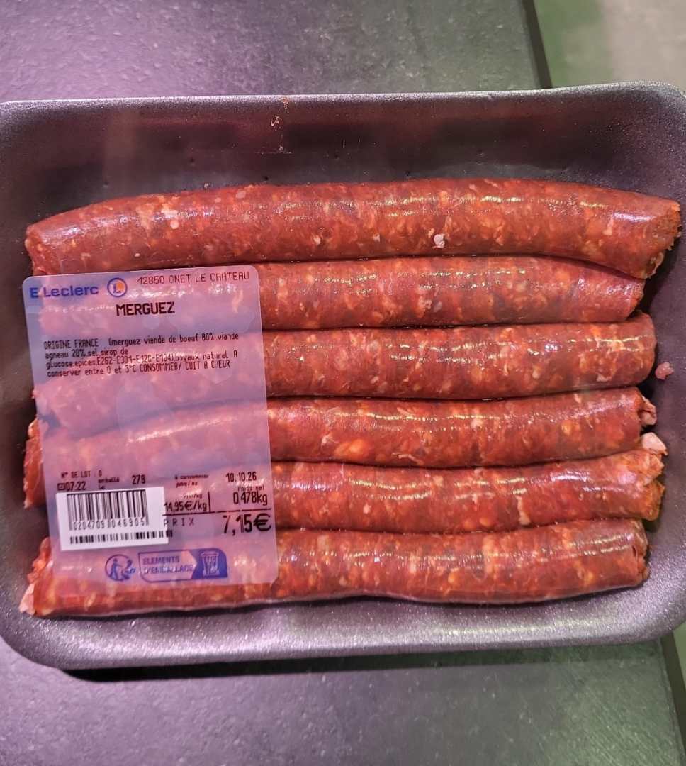 Photographie officielle du produit merguez maison