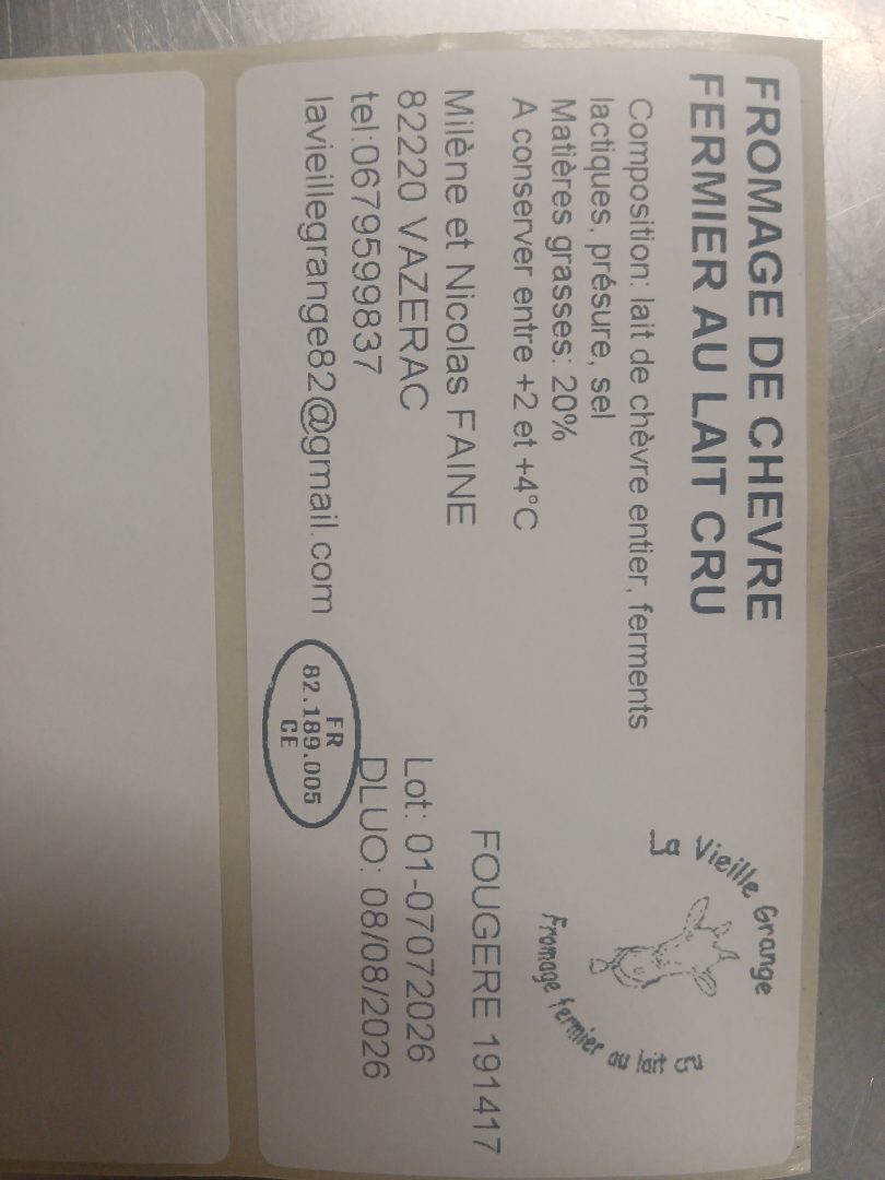 Visuel N°5 du produit rappelé : Fromages de chèvre fermiers au lait cru