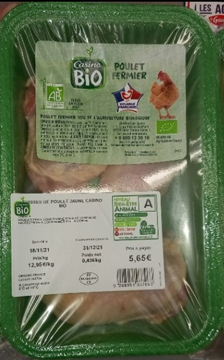 Cuisses de poulet fermier Bio CARREFOUR BIO