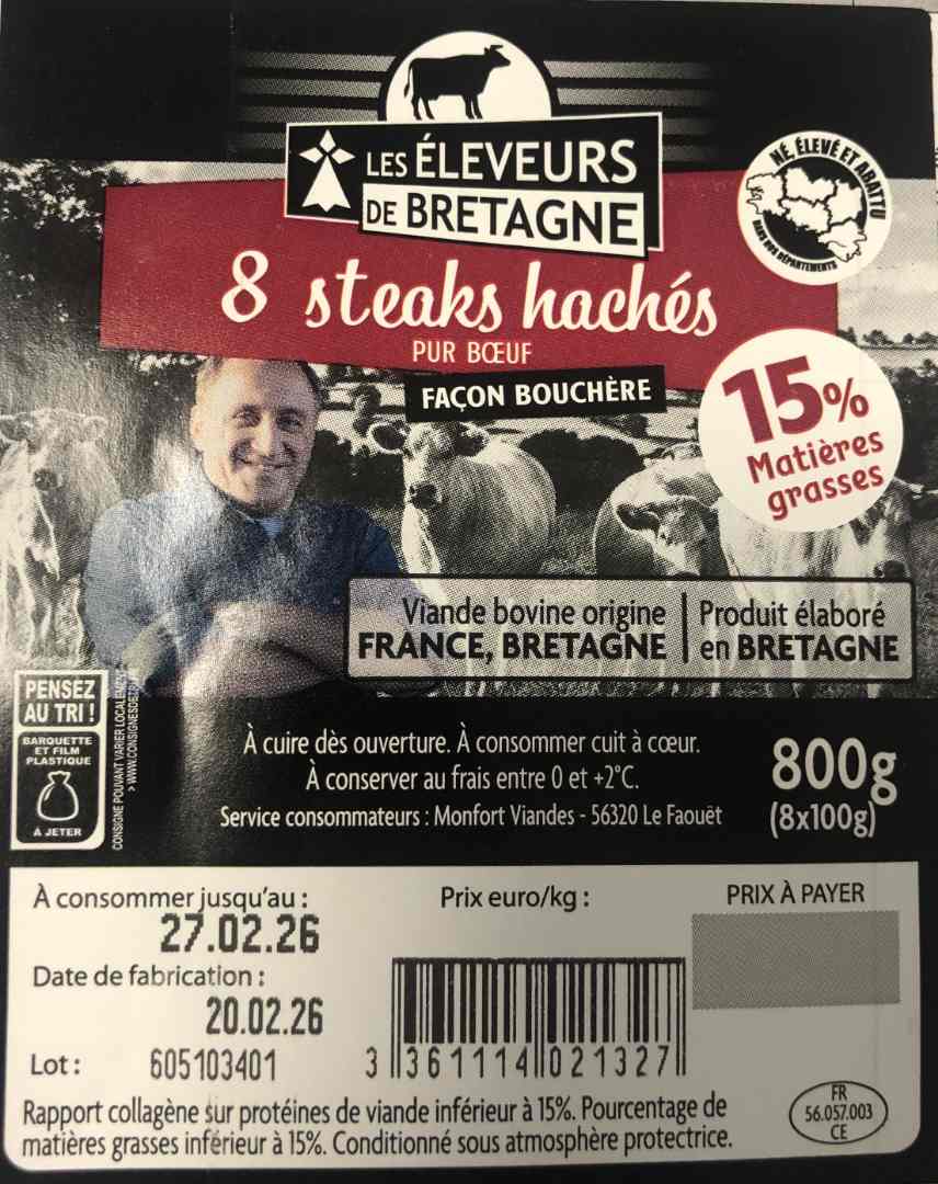 Visuel N°2 du produit rappelé : Steak haché 15% NEBH