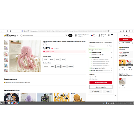 jouet en peluche poulpe mignon, poupées poulpe, jouets animaux de mer en peluche...