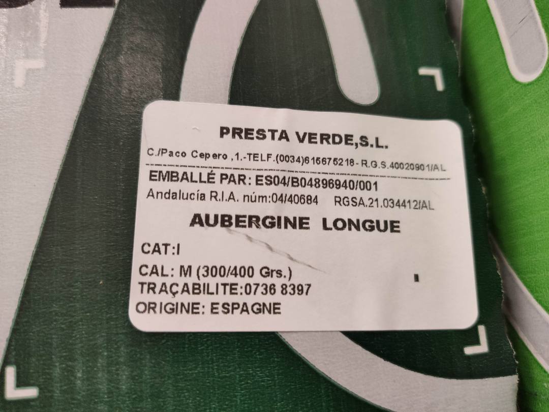 Visuel N°2 du produit rappelé : AUBERGINE