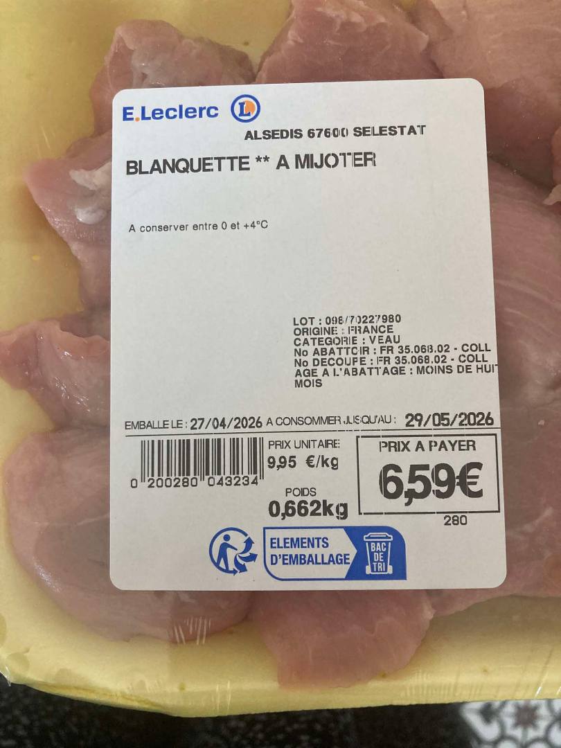 Visuel N°2 du produit rappelé : BLANQUETTE ** A MIJOTER