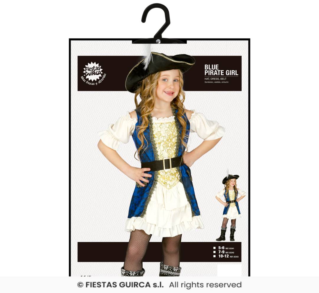 Cost. fille pirate blanche t-5 / 6ans + t. 7 / 9 ans + t. 10 / 12 ans